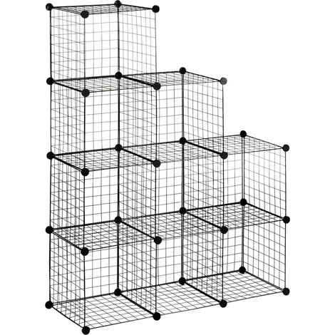 Estantería modular de metal negro de 9 compartimentos, 35 x 35 x 35 cm, montaje enchufable (1/5)
