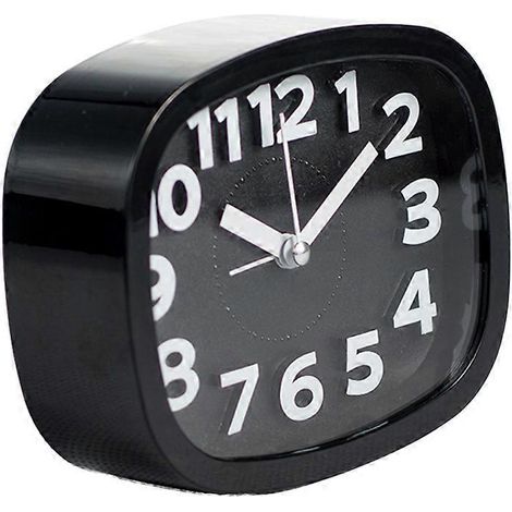 Mini réveil silencieux, à piles, idéal pour les tables de chevet/bureaux/décoration intérieure/cadeaux pour enfants, portable, noir. (1/5)
