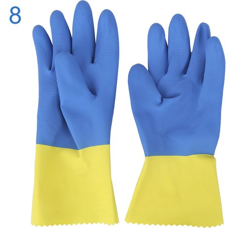 Gants en latex anti-chimiques, antifongiques, résistants aux acides et aux alcalis, antidérapants, pour la protection des mains en laboratoire et en aquaculture (taille 8) (1/5)