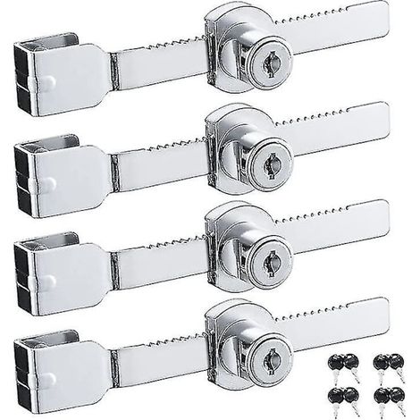 Set mit 4 verchromten Schiebetürschlössern inklusive Schlüssel (kleine Größe) (1/4)