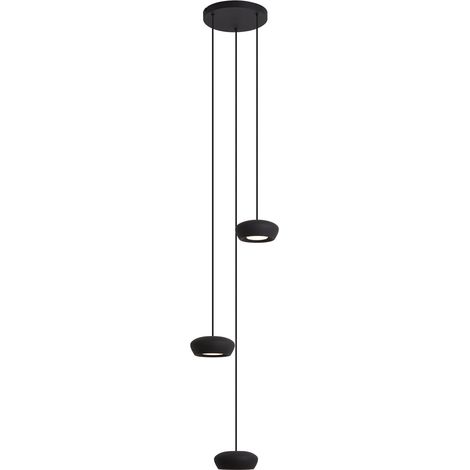 QAZQA Moderne schwarze 3-flammige Pendelleuchte mit rundem Schirm (1/5)