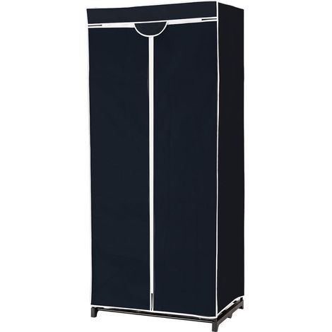 COSTWAY Armadio in Tessuto Armadio Cabina Pieghevole con Asta Appendiabiti, Vari Colori Disponibili, 75 x 50 x 170cm (Nero) (1/5)