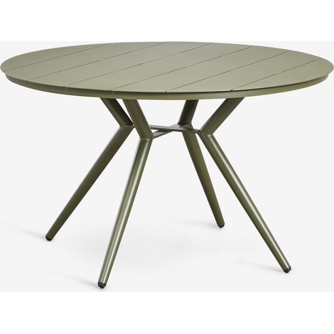 SKLUM Runder Gartentisch aus Aluminium Valerie Tiefes Grün Olive Ø125 cm