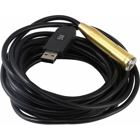 Endoscopio industrial USB de 15 m, endoscopio para tuberías con lente de cobre impermeable de 14,5 mm (1/4)