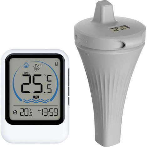 Thermomètre Piscine Flottant sans Fil Radio, Thermomètre de Température d'eau Lcd, IP67, affichage LCD pour Aquarium,Spa,Étang à Poissons (1/5)