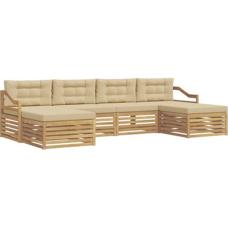 Outdoor-Sofagarnitur 6 stk. 4-Sitzer Weiß und Beige vidaXL (1/5)