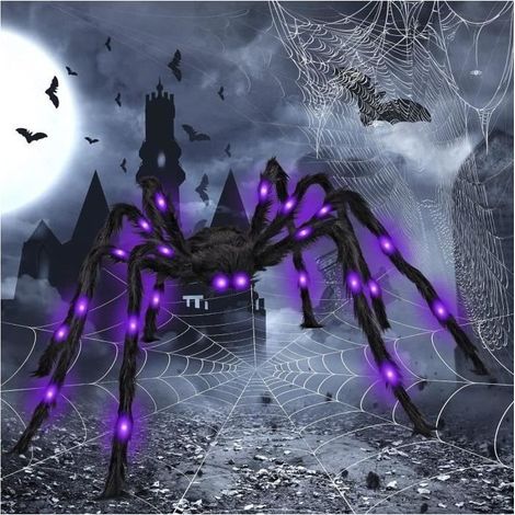 Halloween-Spinne, 125 cm große, gruselige Riesenspinne, LED-Plüschspinne für Partys, Spukhäuser und Halloween-Dekoration (1/5)