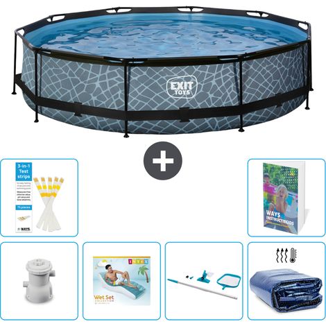 Exit Pool Rund - Steinoptik - 360x76 cm - 7-teilig S270