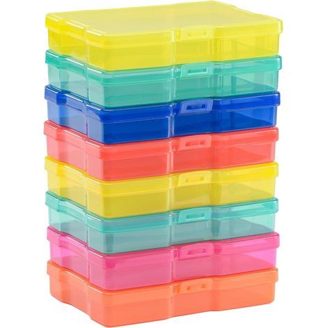 Boîtes de Rangement Transparentes - 8 pcs de 17 x 12 x 3 cm - Coloré & Plastique - pour Photos, Couture, Accessoires Diamond Painting & Scrapbooking (1/5)