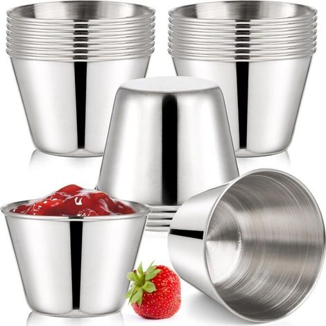 Cuencos de acero inoxidable para salsas – Juego de 20 unidades, 75 ml, ideales para barbacoas, condimentos y salsas – Diseño profesional