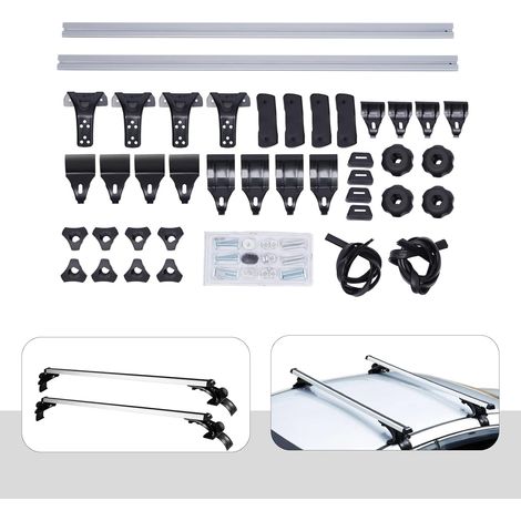 Gojoy – Barres de toit universelles pour voiture – Aluminium noir et argenté – Charge maximale 165 lbs – Montage facile pour véhicules 122-130 cm (1/5)