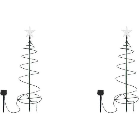 Set mit 2 wasserdichten LED-Solar-Lichterketten für Weihnachtsbaum, Garten, Terrasse oder Gehweg. Verschiedene Farben. (1/2)