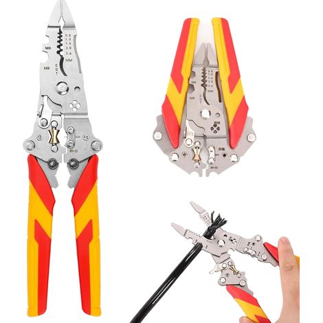 Pelacables plegable, pelacables portátil 14 en 1 para electricistas, pelado universal, pelacables portátil, para que los electricistas puedan crimpar, cortar, tirar y dividir cables. (1/5)