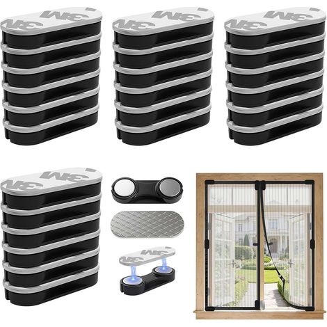 24 pcs Aimant Moustiquaire Puissant Clip,Magnetic Window Mosquito Net No Drilling,Conception Autocollante,Réutilisable, Solide,for Window Curtains Door Badge Posters Photos Note (1/5)