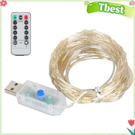 Guirlande Lumineuse - 200 LED - 20 M - Fil De Cuivre - Étanche - Alimentation USB - Lumière Chaude - 1 Pièce (1/5)