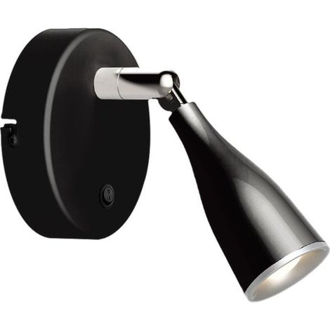 Lampe Murale 4.5W avec Interrupteur Noir/Argent - Blanc Chaud 23 (1/2)
