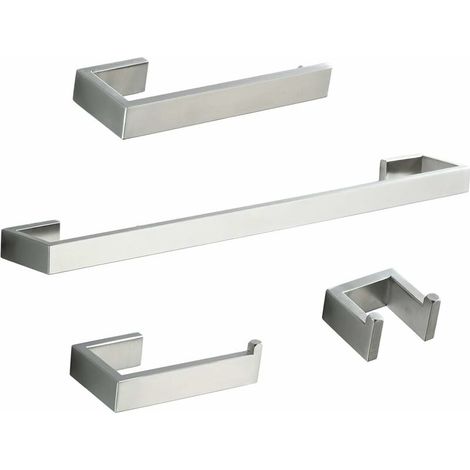 Towel Holder/Toilet Paper Holder/Towel Ring/Hook, Brushed Stainless Steel Bathroom Accessories 4 pieces (1/5)