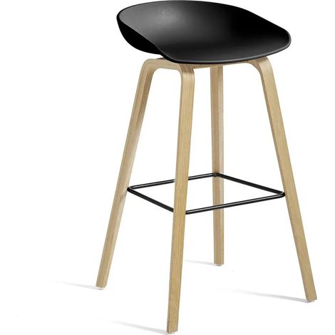 [GEBRAUCHT] B-Ware Hay Hocker Barstuhl About A Stool Sitzhöhe 65 Cm Eiche Schwarz Kunststoffgleiter