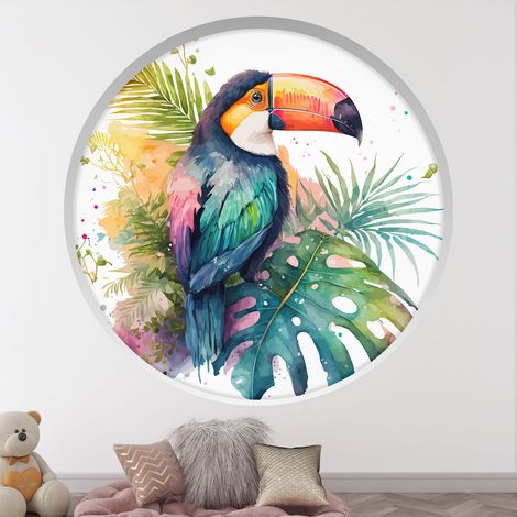Stickers Trompe l'oeil Arche ronde Enfants - Toucan - Diamètre 50 cm (1/4)