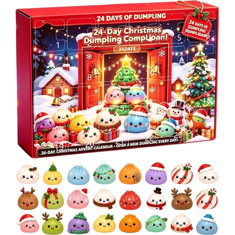 Calendrier de l'Avent Squishy Dumpling de Nol 2026, 24 Jours Mini Calendrier decompte à rebours de Nol Fidget, Cadeaux De FêTe De NoL, Jouets Sensoriels Pour Adultes (1/5)