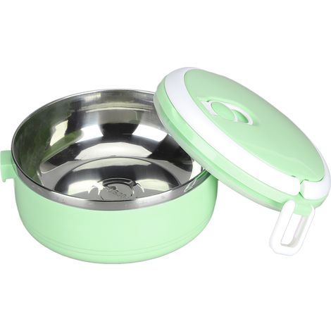 Runde, isolierte Lunchbox aus Edelstahl 304, luftdichter Behälter für Bento-Nudeln, dicke, einwandige Lunchbox, nordisches Grün. (1/5)