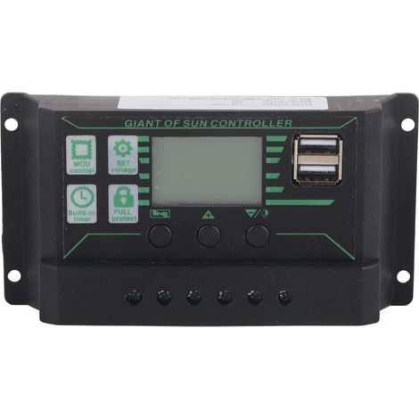 Contrleur de charge régulateur de panneau solaire PWM double écran LCD USB 30A 12V/24V pour Lampz30 (1/5)