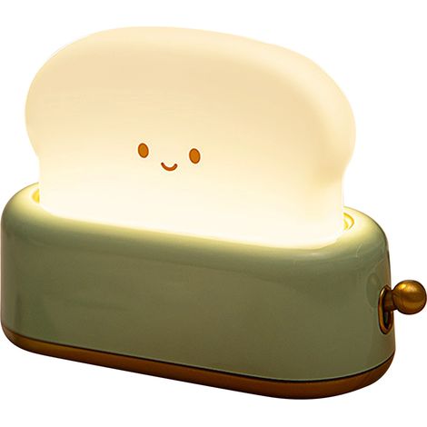 Lampe de chevet LED rechargeable USB en forme de pain, variateur sans paliers, pour chambre d'enfant, vert, minuterie, veilleuse (1/5)