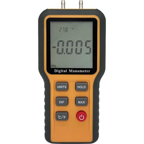 Digitales Manometer, Luftdruckdifferenzmesser, Werkzeug zur Messung der Innentemperatur, Rohrdruckmessgerät QX-1201