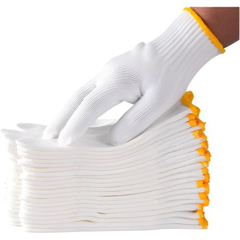 Filiyano-Gants de sécurité unisexes blancs tricotés en coton et polyester, adaptés au jardinage, à l'entreposage et à la cuisine. (1/5)