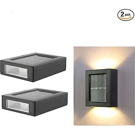 [2pcs] Veilleuse Solaire Extrieur Jardin Applique Murale Lumire Blanche Chaude (1/5)