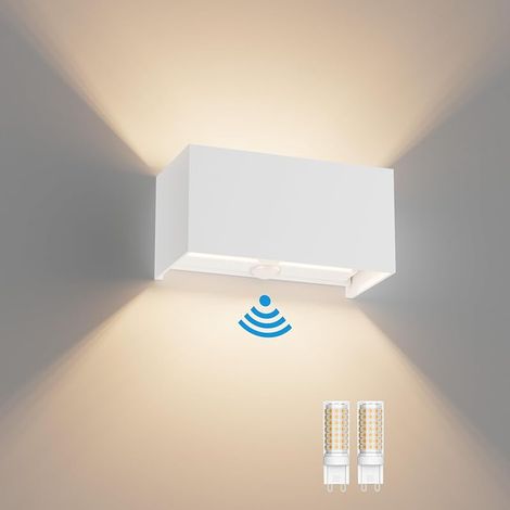1PCS 18W Applique Murale Extérieur avec Détecteur de Mouvement IP54 Éclairage Mural Intérieur avec Angle de Faisceau Réglable, avec Ampoule LED G9 Remplaçable Lampe,3000K (Blanc) (1/5)