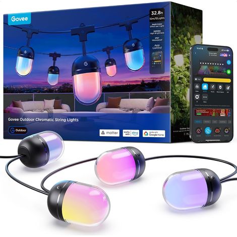 Guirlande Extérieure 10M, RGBICW 240lm par LED, Contrôle App, IP67 (1/5)