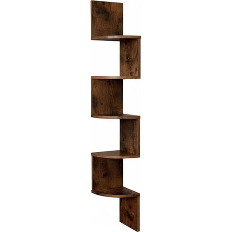 Mensola angolare da parete, 5 ripiani, design a zigzag