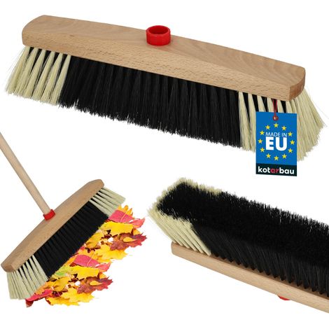 KOTARBAU® Balai Brosse 35 cm - Balai Exterieur Terrasse - avec Poils en PET - Balai sans Manche - Balai de Jardin - Noir et Beige (1/4)