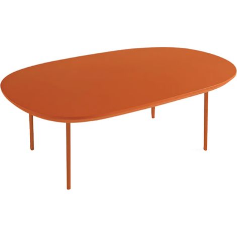 Tavolino con piano sagomato in legno Ruggine e base in metallo - FLUX Large (1/3)