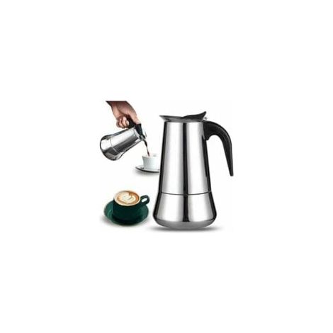 Alovez – Cafetière italienne 12 tasses en acier inoxydable – Compatible tous feux – Café intense et riche en arôme – 25 cm x 12,5 cm