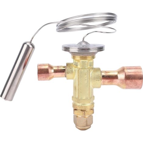 Détendeur Thermostatique, 27kW 7.5TR Détendeur à Égalisation Externe, Entrée 5/8" Sortie 7/8", Capillaire 1,5m, Compatible avec R22 R407C R404A R507 R134a R410A R32, pour (1/5)