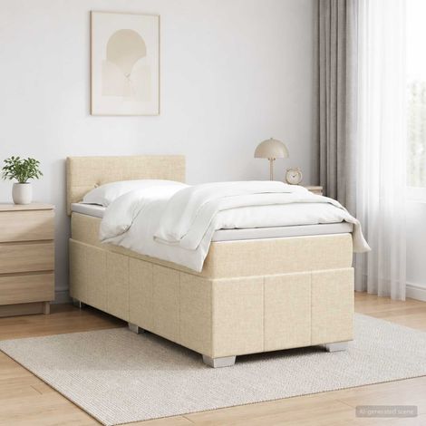 Lit boxspring avec matelas Crème 90 x 200 cm Tissu (1/5)