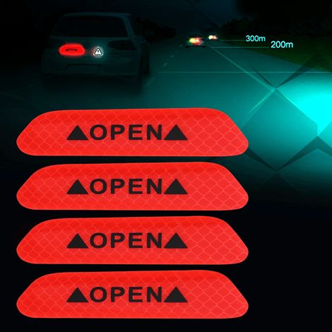 4 pièces bandes réfléchissantes autocollantes de sécurité pour portière voiture rouge (1/5)