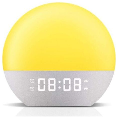Daylight Alarm Clock with Sunrise Effect – Digital Alarm Clock with 24 Soothing Sounds, 20 Brightness Levels, Dual Alarms, Various LED Colors & Multiple Light Dimmings (1/4)