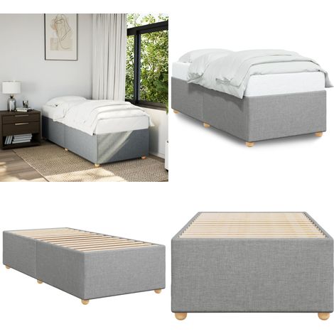 Bettgestell ohne Matratze Hellgrau 100x200 cm Stoff - Bettes Gestell - Doppelbett - Holzrahmen - Bettrahmen - Schlafraum - Home & Living (1/5)