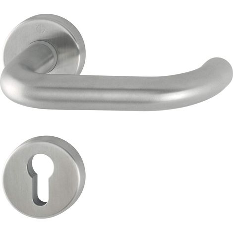 Poignée de Paris avec rosace PZ Cylindre profilé, acier inoxydable mat, 3286366 (1/5)