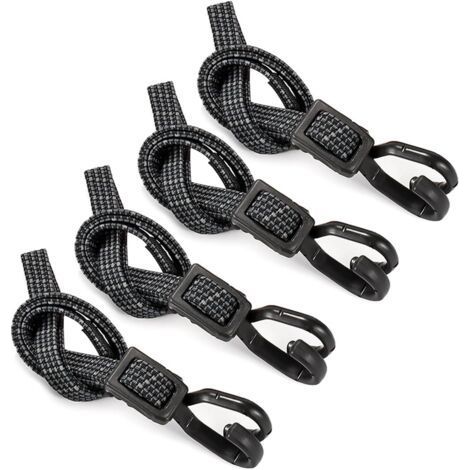 QORVA-Lot de 4 tendeurs élastiques avec crochets, sangles élastiques réglables de 100 cm, tendeur plat et fixation de transport (1/5)