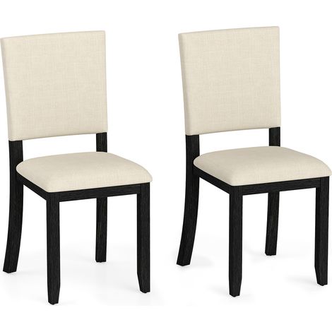 COSTWAY Upholstered Dining Chairs Set of 2 with Soft Padded Seat-Beige (1/5)