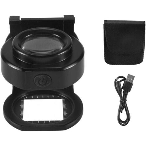 Loupe 25× con 6 lámparas, conexión USB, plegable de 3 partes, portátil, metálico, para costura (1/4)