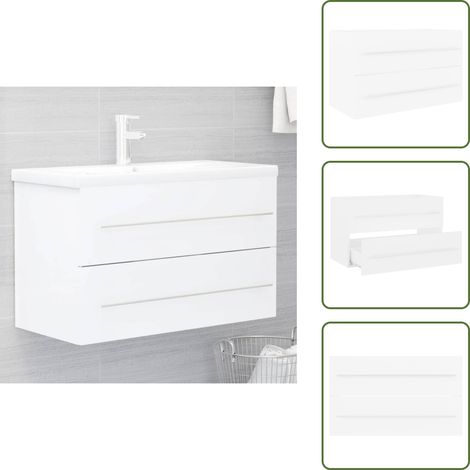 Armoire d'évier Blanc 80x38,5x48 cm Bois d’ingénierie - Meuble Salle De Bain - Armoire Lavabo - Meuble Vasque - Rangement Salle De Bain - Armoire Blanche
