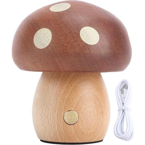 Lampe champignon en bois créative, lampe champignon LED, lampe champignon rechargeable (1/4)