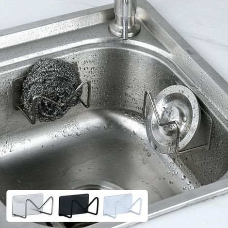 Lot de 2 supports à éponges en acier inoxydable pour la cuisine, égouttoir à linge, étagère d'évier auto-adhésive Shigo, accessoires de cuisine, rangement et gadgets
