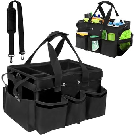 Panier de rangement pour produits de nettoyage avec poignée, sac de rangement avec bandoulière réglable, sac de rangement pour produits de nettoyage, pour le ménage et le rangement dans la voiture (no (1/5)