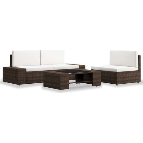 vidaXL Salon de jardin 4 pcs Résine tressée Marron (1/5)